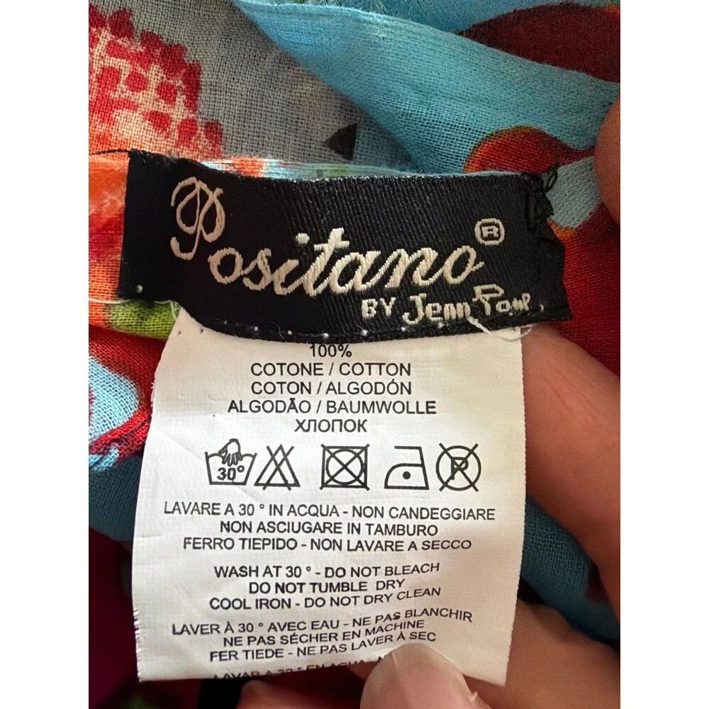 Positano by Jean Paul Oversized Cotton Scarf Floral Horse Carriage Shawl Wrap